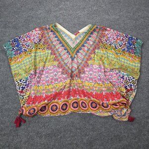 Ruby Yaya Kaftan Womens Large Multicolor Boho Tassel Embellished Top Festival